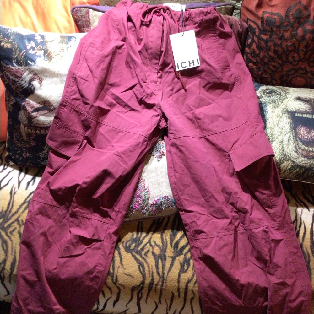 ICHI Women's Magenta Track Pants - Drawstring Joggers